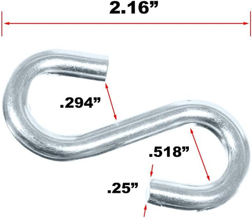 Paracord Planet S-Hook - 1/4 Inch, Metal Hanging Hooks, Available in 5, 10, and 25 Packs