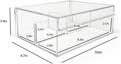 Isaac Jacobs Multi-Sectional Tray Organizer with Lid (6.7" L x 8.6" W x 3.4" H), 3-Compartment Storage for Makeup,