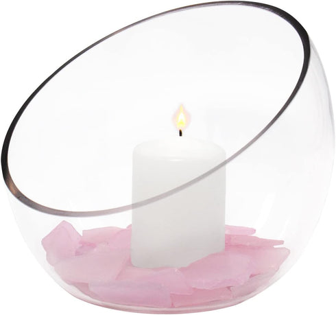 CYS EXCEL Glass Slant Cut Bubble Bowl (H-6" W-7"), Slanted Globe Bowl Terrarium, Round Flower Vase Centerpiece