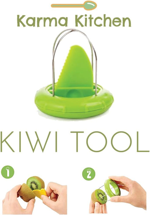 Kiwi Slicer Peeler Pitter Scooper, Mango and Kimi Corer, Fast Peel Any Fruit or Soft Vegetable with Ease, Green