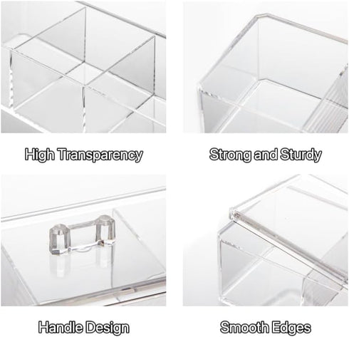Hair Accessories Organizer for Girls, Acrylic Hair Tie Holder with 3 Compartments for Headbands, Bows, Clips