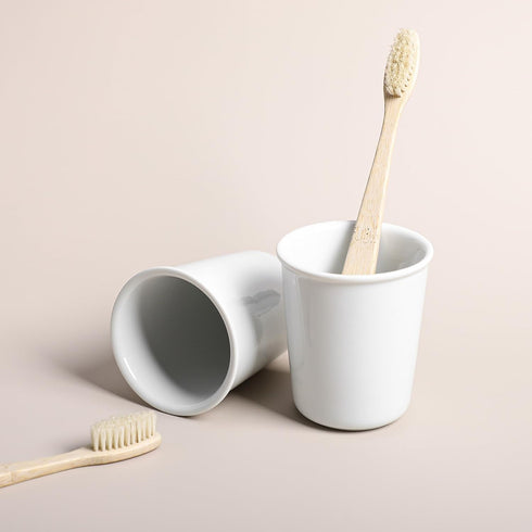 Gaolinci 2 5 Oz Pcs Simple White Ceramic Mouthwash Cups, Bathroom Brushing Cup
