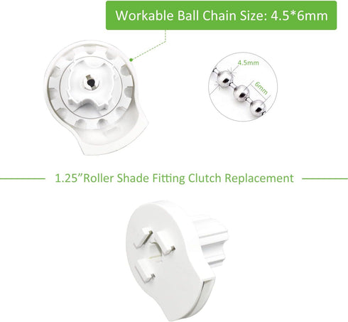 Rollerhouses Roller Shade Brackets, Mechanism Clutch + Skyline Mounting Brackets + End Plug for 1 1/4" Tube