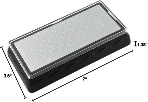 YCAMMIN Double-sided Diamond Sharpening Stone, Knife Sharpener with Honeycomb Surface Plate, Non-slip Base (600/1200