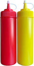 bark and lindy Ketchup and Mustard Squeeze Bottle Dispenser Set 12-Ounce Each For BBQ, Picnics