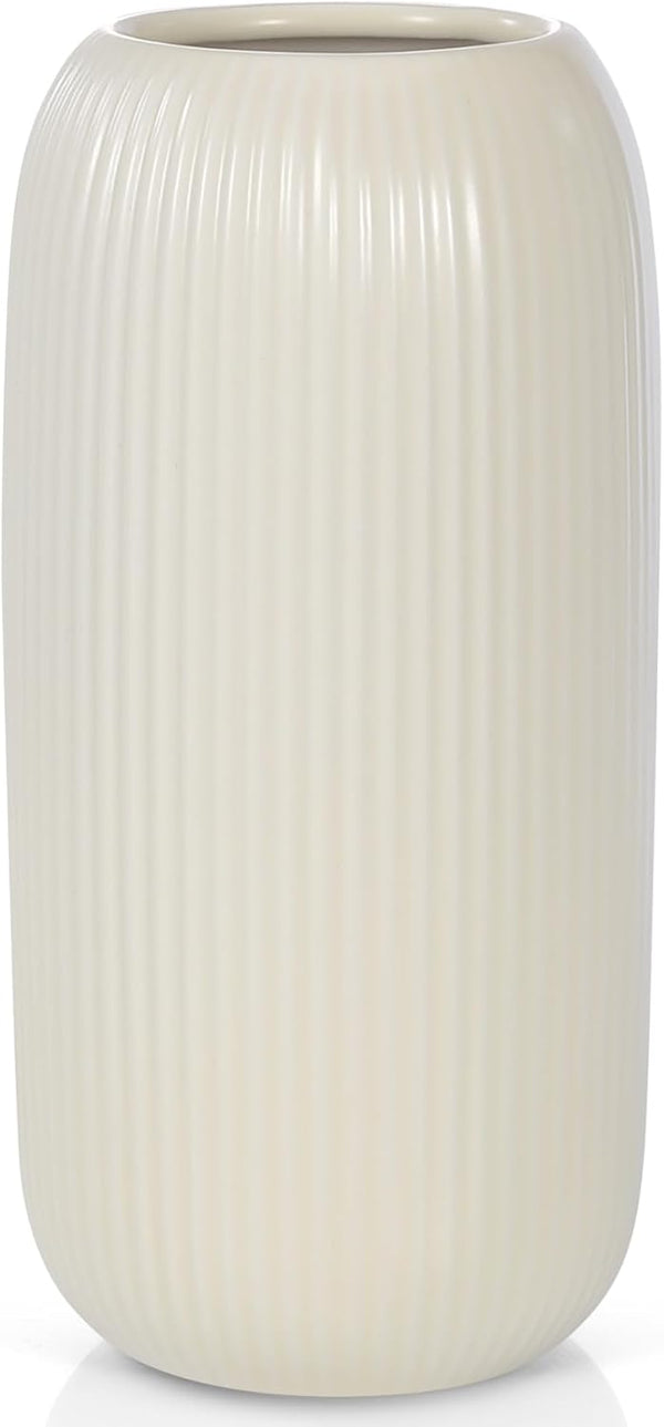 RIKBVOM Ceramic Vase for Flowers Modern Small Ribbed Textured Flower Vase for Home