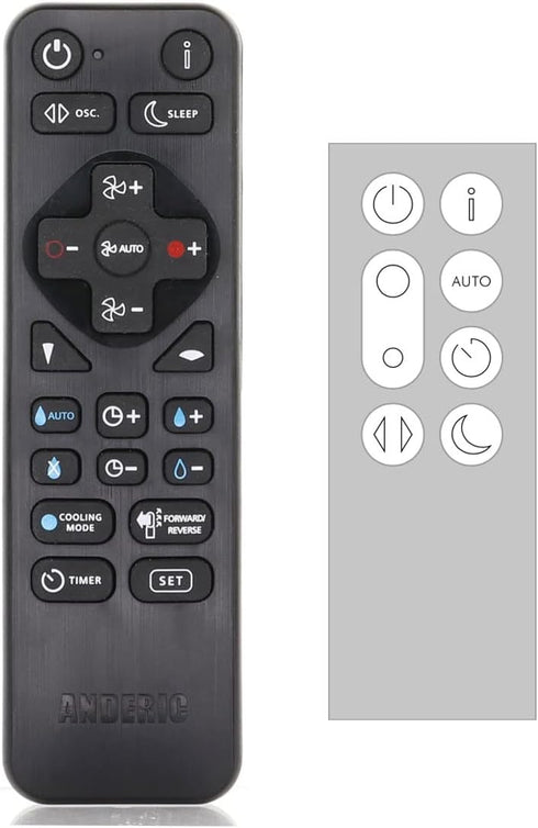 Anderic Replacement Remote for Dyson TP05 Fan Pure Cool, Replaces 969154 Remote (Universal with Learning)