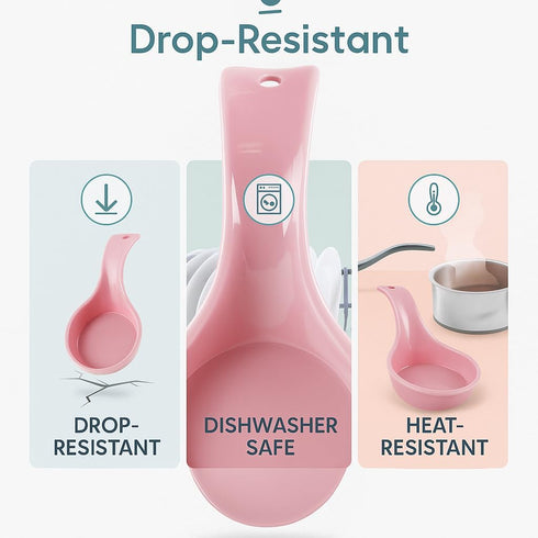Reston Lloyd Kitchen Counter Utensil Spoon Rest, Durable BPA-Free Plastic, Magenta