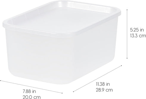 IRIS USA Plastic Storage Basket with Lid, 4-Pack, Stackable, for Kitchen Bathroom Bedroom Closet Kid's Room Office, Easy to Clean, Stylish Design, Shelf Organizer, Pearl by IRIS