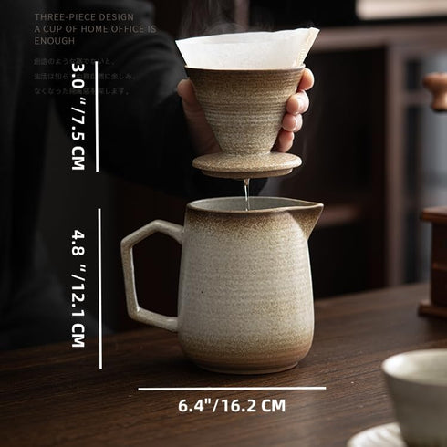 Pour Over Coffee Maker, Ceramic with 100 pcs V60 Paper Filter, 20oz/600ml Dripper in Retro Gold