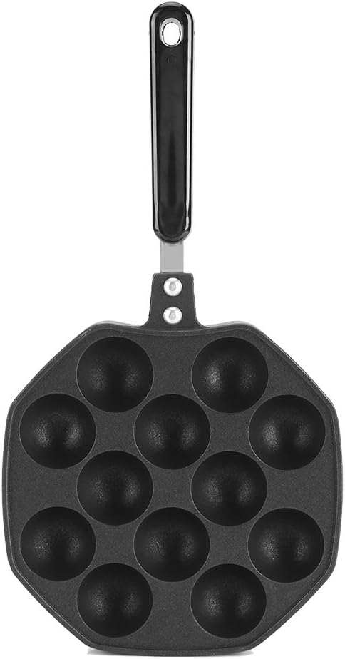 Takoyaki Maker, 12 Holes Non Stick Aluminum Grill Pan for Cooking Takoyaki and Round Pancakes