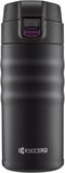Kyocera 12oz Ceramic Coated Double Wall Vacuum Insulated Stainless Steel Travel Mug, Matt Black