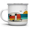 Good Vibes Retro Camper Enamel Mug, 12oz Camping Coffee Mug, Beach Surf Lover Gift