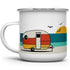 Good Vibes Retro Camper Enamel Mug, 12oz Camping Coffee Mug, Beach Surf Lover Gift
