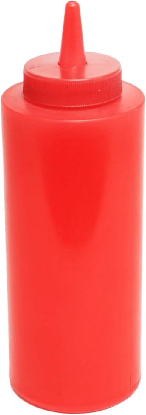 TrueCraftware 12 oz Set 12- - Red Squeeze Condiment Dispensing Bottles of Plastic Squeeze Bottle For Sauces Spreads