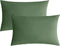 JELLYMONI Pillowcases Standard Set of 2, Green Cotton Envelope Pillow Covers 20×26in, 100% Washed Cotton Soft