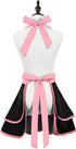 Cute Lovely Retro Aprons for Women, Vintage 50s Black Pink Cooking Kitchen Ruffle Apron