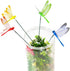 XIZHI 40 Pcs 3D Artificial Dragonfly Garden Ornaments, Miniature Fairy Garden Decoration, Yellow, Blue, Green, Red
