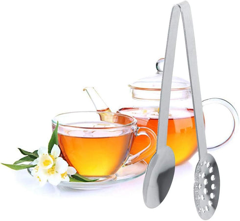 2 Pack Stainless Steel Tea Bag Squeezer Tongs, Strainer Grip