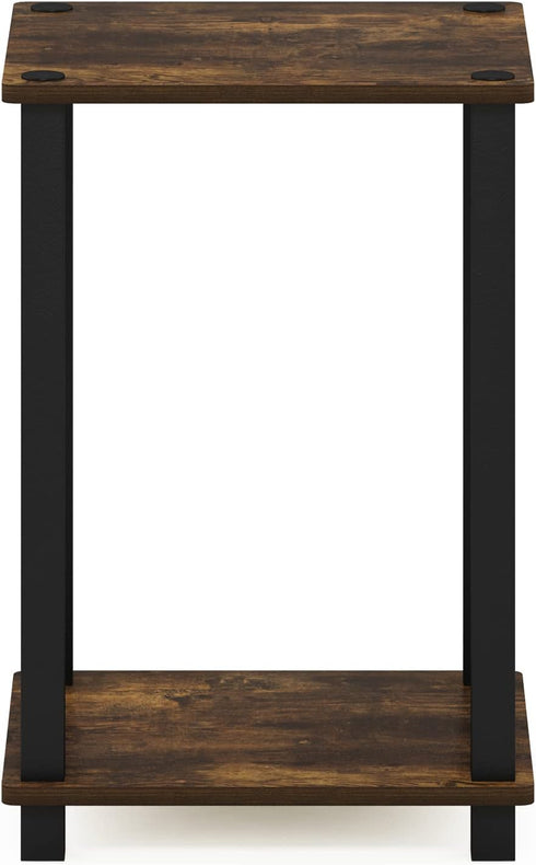 1-Tier Furinno Simplistic End Side Night Stand/Bedside Table with Plastic Poles, Amber Pine/Black