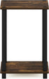 1-Tier Furinno Simplistic End Side Night Stand/Bedside Table with Plastic Poles, Amber Pine/Black