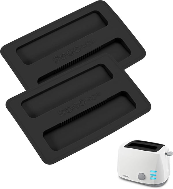 Toaster Cover 2 Slice, 2 Pack Silicone Toaster Covers, Washable Machine Cover for Kitchen Appliances (Black)