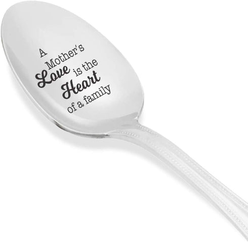 A Mothers Love Is The Heart Of A Family Mothers Day Gift For Mom Engraved Coffee Spoon Gift The Best Mom Unique Gift For Mummy Vintage Silverware Birthday Gift For Mom