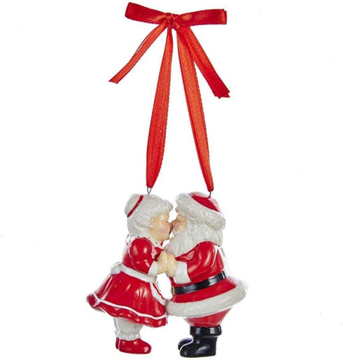 Kurt Adler Porcelain Kissing Santa and Mrs. Claus Christmas Ornament