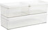 Martha Stewart Clear Plastic Stackable Storage Boxes - Grady with White Plastic Lids, Set of 3