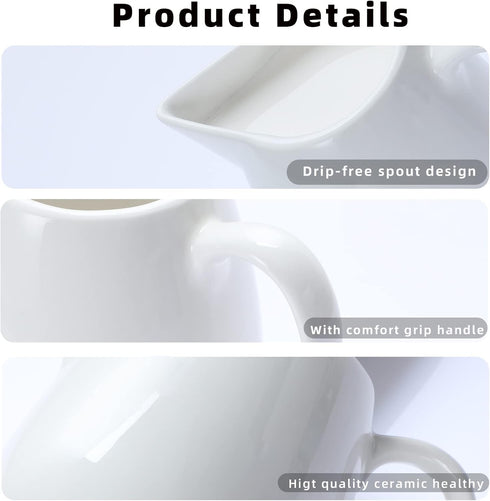 ONTUBE 11 oz Cream White Ceramics Creamer Pitcher