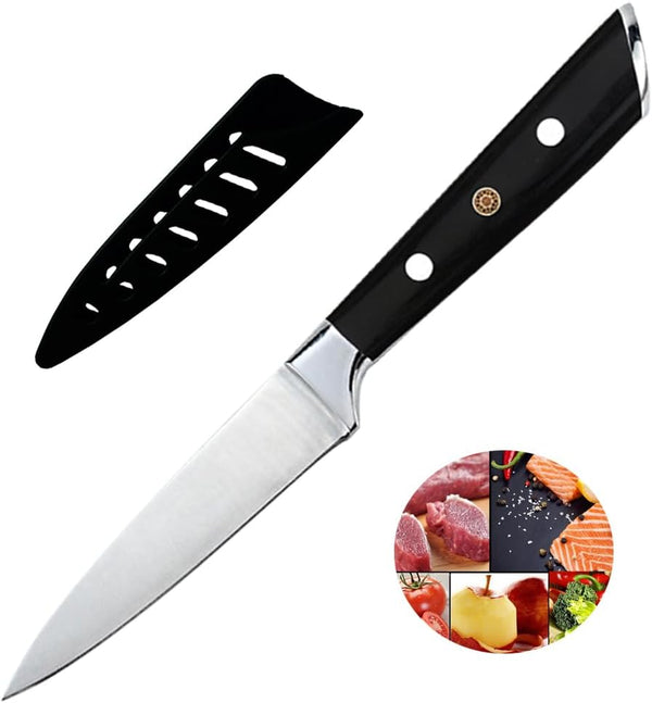 3.5 Inch Paring Knife, Small Kitchen Knife, Manual Sharpened 5Cr15Mov Stainless Steel Fruit Knife, Full Tang with 3