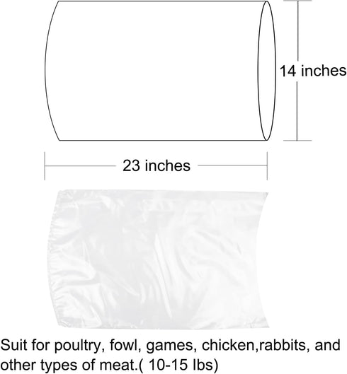 Bags,50 14x23 Inches 50 Turkey Shrink Pcs Clear Poultry Shrink Bags Freezer with Zip Ties and a Silicone Straw