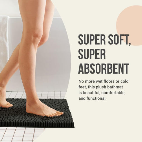 ITSOFT Plush Bathroom Rug 22x14, Absorbent Machine Washable Non-Slip Chenille Bath Mats for Bath, Shower