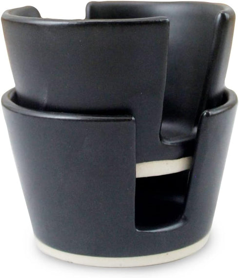 Roro Ceramic Matte Black Sponge Holder for Kitchen Sink, Countertop Soap Dispenser with Unglazed Underneath