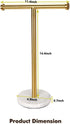 Gold Hand Towel Holder Stand for Countertop, Sturdy Marble Base, Bathroom Towel Rack
