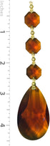 3 Pack 10 (CPAM-1001-PB-3-10) Royal Designs Amber Teardrop Pendant Chandelier Crystal Prism with Polished Brass