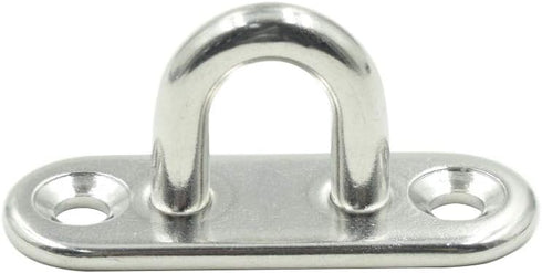 10Pcs M5 Eye Plate - Marine Oval Buckle Fixed Plate, 304 Stainless Steel, 1.8 Inch Length for Rope Pull