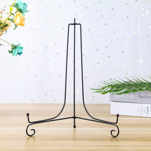 (2 Pack) Black Iron Display Stand, 12 Inch Easel for Photo Holder, Decorative Plates, Cookbooks, Tablets, Art