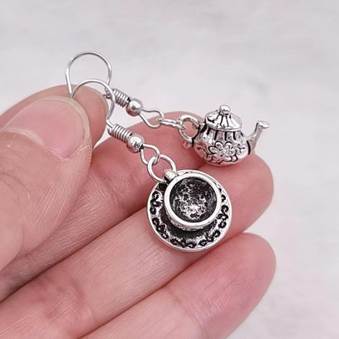 30 Pcs Metal Teapot Tea Cup Charms, Mini Coffee Mug Pendants for DIY Crafts Jewelry - Silver