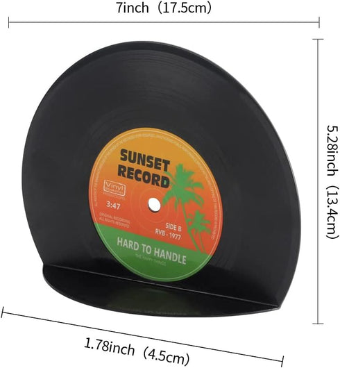 VinBee Bookends for Vinyl Records - Classic CD Shape Decorative Music Theme Bookends for Heavy Books