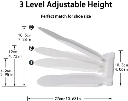 Generic Closet 10 Pack) Shoe Stackers Space Saver, Adjustable Double Layer Stack, Holder for Organization (White
