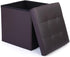 Ottoman,13x12x12 inch LotFancy Storage Ottoman Cube, Brown Foot Stool Square Ottoman with Lid, Faux Leather Seat