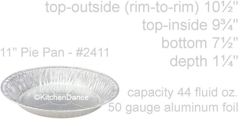 KitchenDance Disposable Aluminum Pie Pan - 11" Heavy Duty Nonstick Foil Pans for Baking and Cooking, 10 Pack