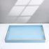 15.6" 10.2" Spsyrine Blue Decorative Serving Tray with Handles, Elegant Plastic Coffee Table Tray for Ottoman, Living