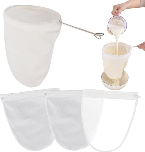 Esuduky 5 Pcs Premium Ultra Fine Mesh Strainer Bags with Stainless Steel Handle,