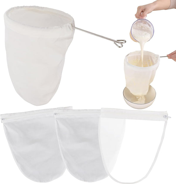 Esuduky 5 Pcs Premium Ultra Fine Mesh Strainer Bags with Stainless Steel Handle,