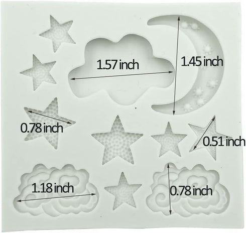 1Pc Star Moon Clouds Shaped Silicone Fondant Molds, Candy Chocolate Molds for DIY Cake Decorating Supplies