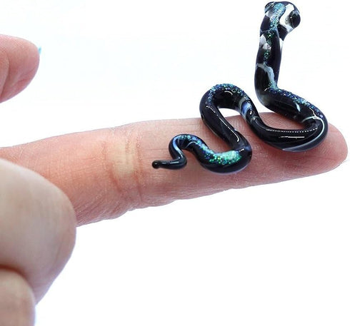 Snake Tiny Micro Figurines, Hand Blown Glass Art Reptiles Collectible Gift for Home Décor