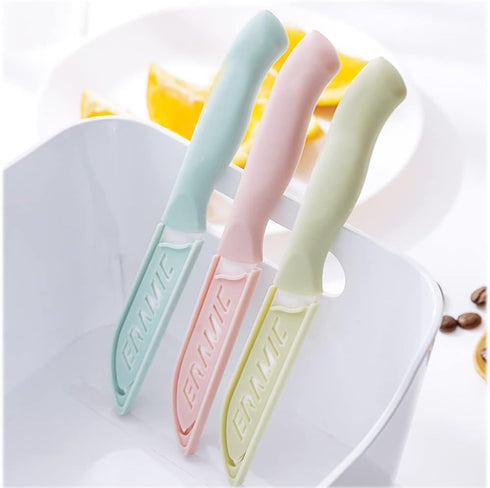 6 Pack Ceramic Paring Knife with Knife Cover, Lightweight Ceramic Knives for Fruit and Vegetable, Small Knife (Ceramic,
