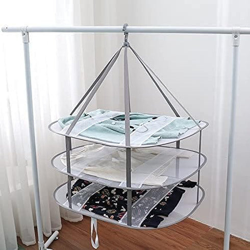 Looca 3-Tier Folded Mesh Clothes Hanging Dryer Sweater Drying Rack 30.3" L x 24.5" W x 30.7" H